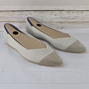 Rothy's The Pointed Toe Knit Ballet Flats Diamond Metallic Women's Size 6.5